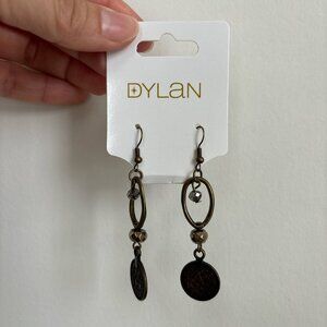 Dylan Jewelry Molly Coin Earring Bronze Dangle Crystal Bead NWT